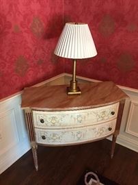 Hand painted side table with faux marble top. 