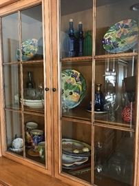 Group shot of glassware, china and decorative plates.