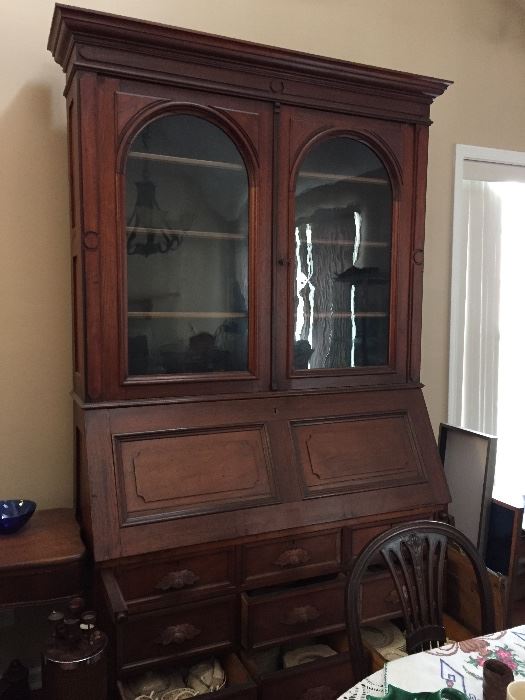 Amazing Antique china cabinet/ bookcase with pull down desk!    8’ tall