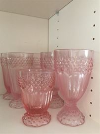 Pink Hobnail depression glass