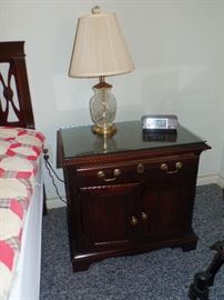 Side Table + Lamp + clock