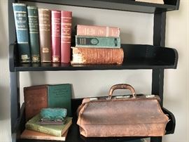 Antique medical bags (there are several) and antique glasses.