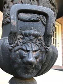 Close up of iron planter. 