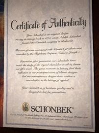 Schonbek Chandelier and Sconces W/ Papers