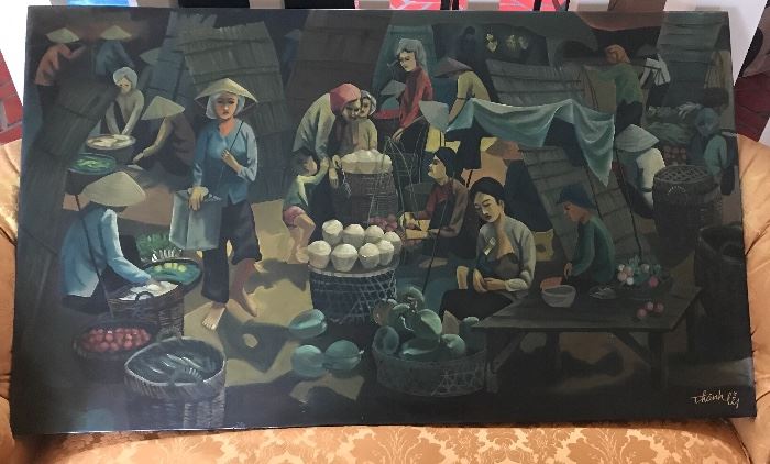 Large Thanh Ley lacquer painting