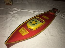 Vintage tin lithograph Lundstrom’s Speed Boat