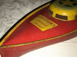 Vintage tin lithograph Lundstrom’s Speed Boat