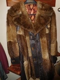 Vintage muskrat & leather coat