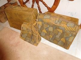 Vintage 1970s LOUIS VUITTON 'The French Company' suede luggage