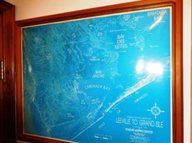 One of many nautical maps, this one framed