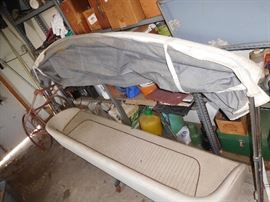 Vintage long vinyl boat seat and roof