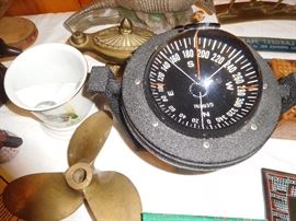 Boat compass & brass prop
