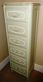 *Consignment piece not located on sight:  Vintage 6-drawer lingerie chest... 53.5" x 18" x 14" deep...This chest can be purchased in advance... $175