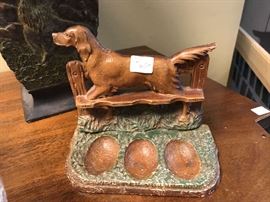 antique pipe holder dog