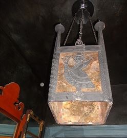 early pressed tin mica shades light (a rarity)