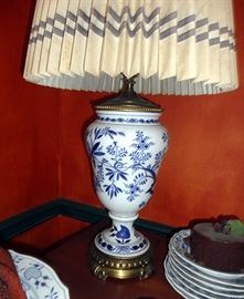 one of several blue onion lamps