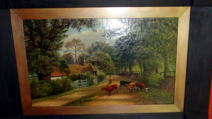 Pair of country side landscapes with life by Morris 2 x 3 ft size