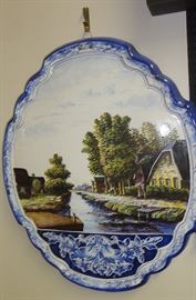 18" delft and painting plaque 2ft tall