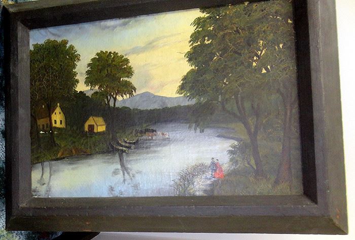 American school primitive painting c 1830 by Anderson  2' x 3'