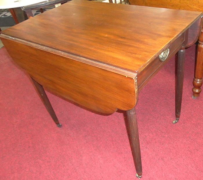 c 1810 Pembroke table .. Reeded legs with small brass casters