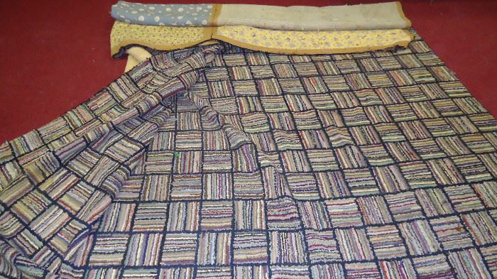 rare sewn together room size log cabin rug apprx 11 x 14