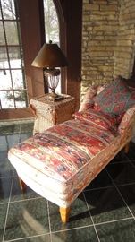 Chaise Lounge, Wicker table 