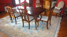 Dining room table, Oriental rug