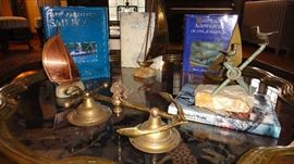Sail Boat Sculptures, Many books on Sailing and Navigating