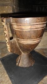 African Wooden Urns, 12 x 9 x 8, matching set.
