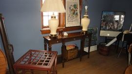 Console Table, matching lamps 