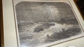Framed art - The Wreck of “The City of New York” of the Burnside Expedition off Hatteras Inlet&nbsp;&nbsp;page from Harper’s Weekly