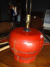 Lamp, Rice Container, Red Lacquer, Circa 1900 , 