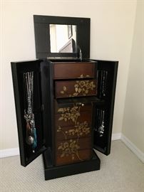 Beautiful Jewelry Armoire. Small amount of jewelry.