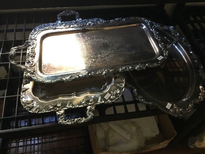 Lots of silver plated trays