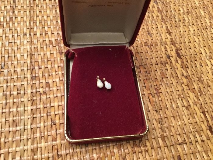 Opal pair of small drop earrings