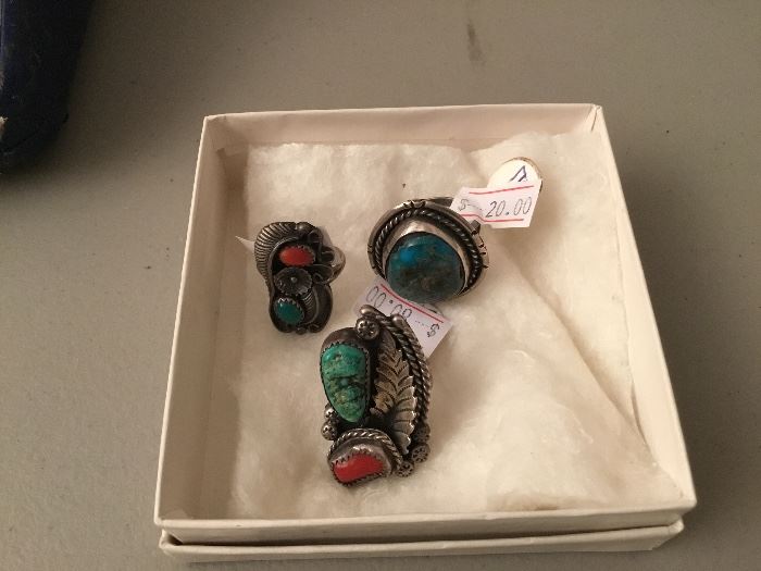 Navajo & mexican silver turquoise rings