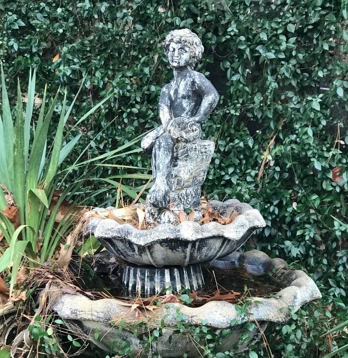 Beautiful concrete double fountain.