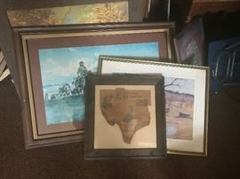 Various pieces of vintage paintings and art.