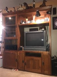 Entertainment Center. Horse collection figurines
