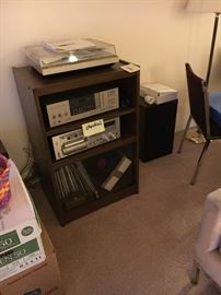Music cabinet with turn table, tuner, etc.