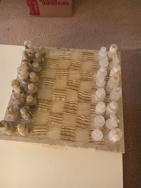 Onyx and marble chess set