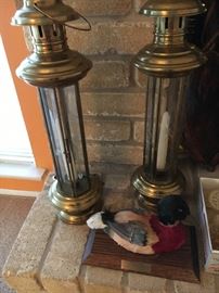 Brass and glass lamps