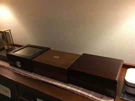 Just a few of the many cigar boxes and humidors
