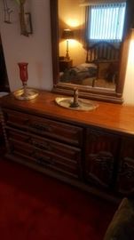 Vintage dresser also has a nightstand beautiful quality