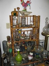 glass and antique bar ware and decanters 