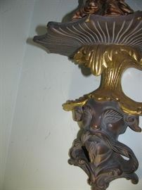 great wall sconce with figural head, wood gilt