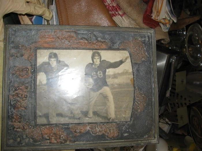 FOOTBALL PICTURE IN GREAT ANTIQUE FRAME