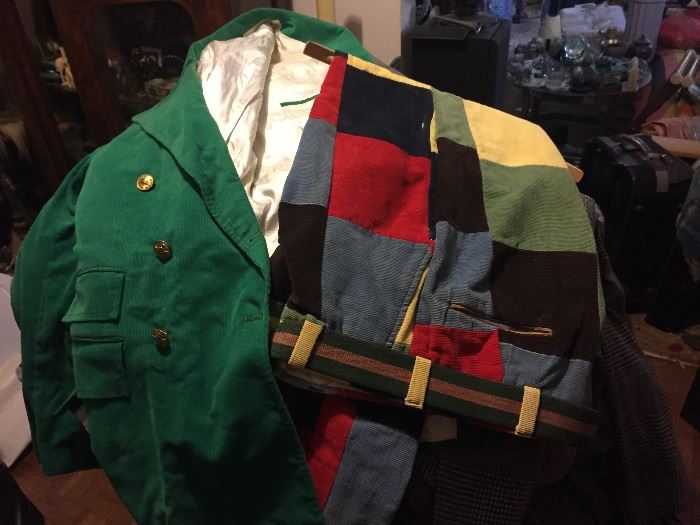 POLO RALPH LAUREN VINTAGE JACKET AND PAIR OF PATCHWORK MEN'S PANTS WITH BELT