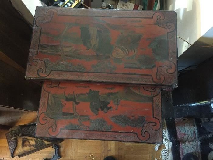 PAIR NESTING ANTIQUE CHINESE TABLES