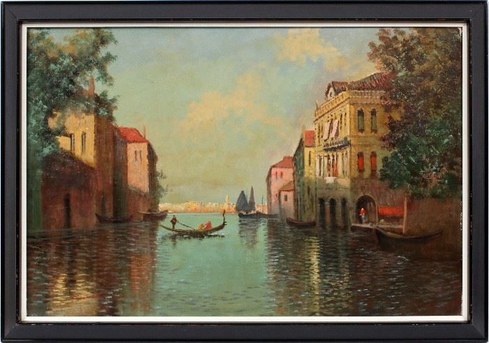 #127 - JEAN FRANCOIS (FRENCH, 1883-?), OIL ON CANVAS, H 24", W 36", VENICE CANAL SCENE